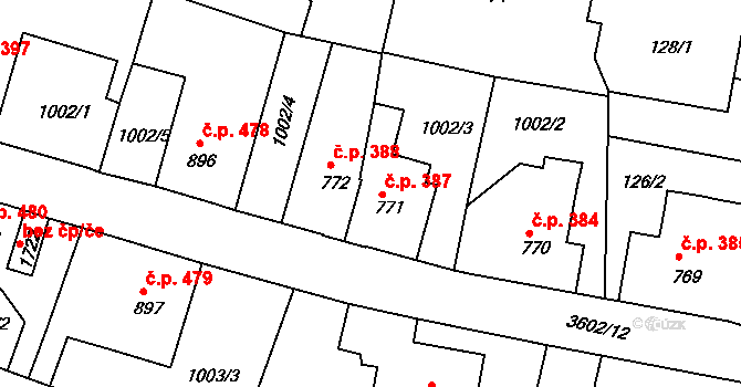 Cvikov II 387, Cvikov na parcele st. 771 v KÚ Cvikov, Katastrální mapa