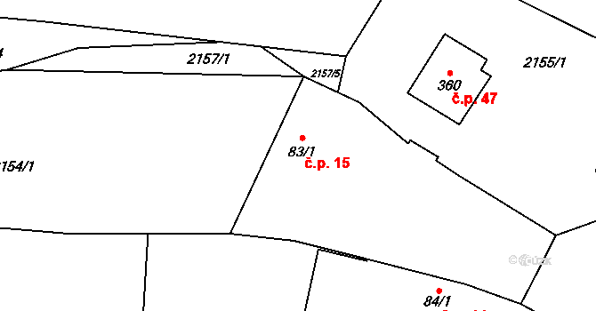 Dolní Stropnice 15, Římov na parcele st. 83/1 v KÚ Dolní Stropnice, Katastrální mapa