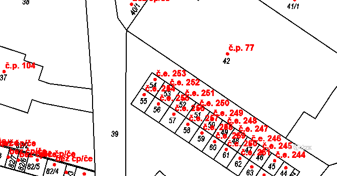 Miřetice u Klášterce nad Ohří 252, Klášterec nad Ohří na parcele st. 53 v KÚ Miřetice u Klášterce nad Ohří, Katastrální mapa