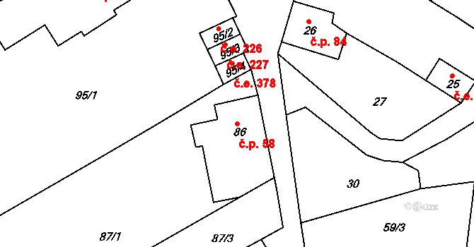 Pozorka 58, Dubí na parcele st. 86 v KÚ Dubí-Pozorka, Katastrální mapa