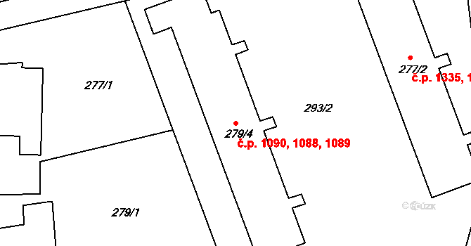 Frýdlant 1088,1089,1090, Frýdlant nad Ostravicí na parcele st. 279/4 v KÚ Frýdlant nad Ostravicí, Katastrální mapa