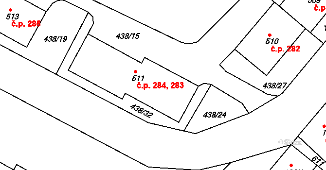 Doubí 283,284, Karlovy Vary na parcele st. 511 v KÚ Doubí u Karlových Var, Katastrální mapa