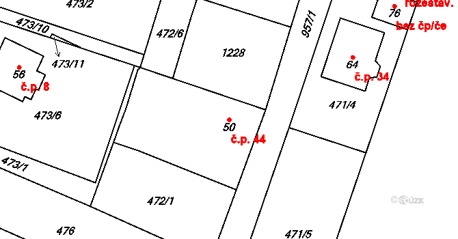 Ohučov 44, Staňkov na parcele st. 50 v KÚ Ohučov, Katastrální mapa