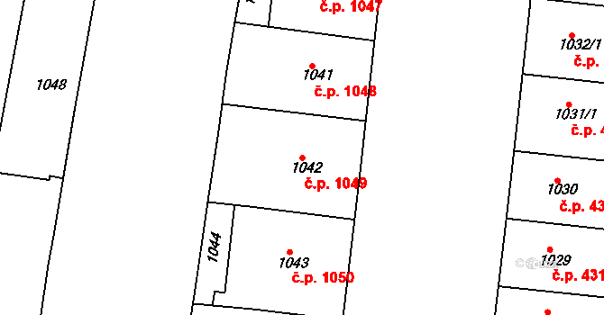 Holešovice 1049, Praha na parcele st. 1042 v KÚ Holešovice, Katastrální mapa