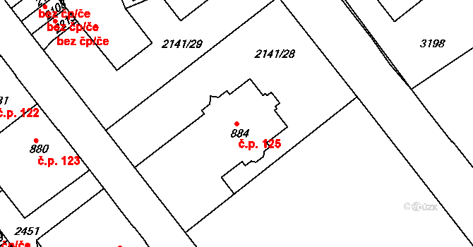 Horní Předměstí 125, Trutnov na parcele st. 884 v KÚ Trutnov, Katastrální mapa