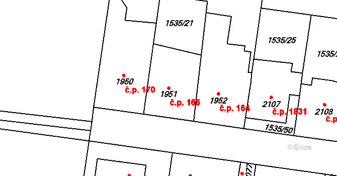 Dvůr Králové nad Labem 166 na parcele st. 1951 v KÚ Dvůr Králové nad Labem, Katastrální mapa