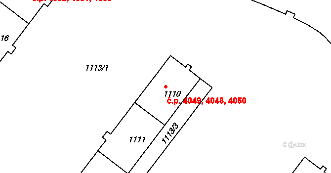 Chomutov 4048,4049,4050 na parcele st. 1110 v KÚ Chomutov II, Katastrální mapa
