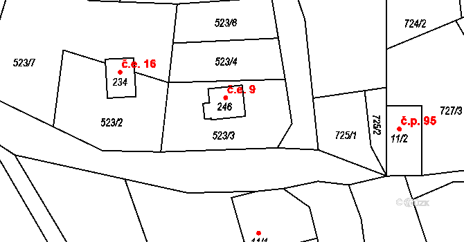 Javorník 9, Rudník na parcele st. 246 v KÚ Javorník v Krkonoších, Katastrální mapa