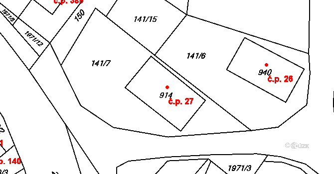 Rokytnice 27, Vsetín na parcele st. 914 v KÚ Rokytnice u Vsetína, Katastrální mapa