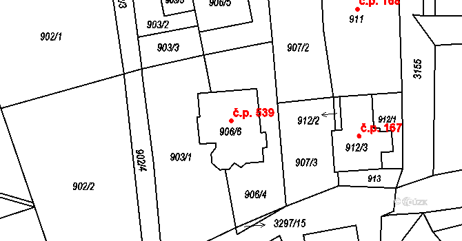 Píšť 539 na parcele st. 906/6 v KÚ Píšť, Katastrální mapa