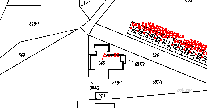 Loučná nad Desnou 84 na parcele st. 346 v KÚ Kociánov, Katastrální mapa