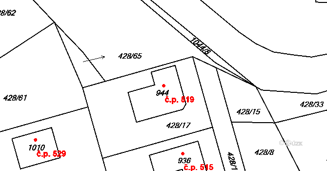 Sendražice 519, Kolín na parcele st. 944 v KÚ Sendražice u Kolína, Katastrální mapa