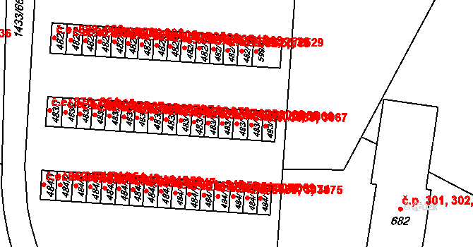 Příluky 3061,3065, Zlín na parcele st. 483/14 v KÚ Příluky u Zlína, Katastrální mapa