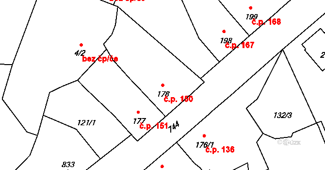 Sedlec 150, Sedlec-Prčice na parcele st. 178 v KÚ Sedlec u Votic, Katastrální mapa