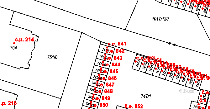 Pudlov 842, Bohumín na parcele st. 747/15 v KÚ Pudlov, Katastrální mapa