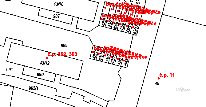 Peruc 40021815 na parcele st. 43/20 v KÚ Peruc, Katastrální mapa