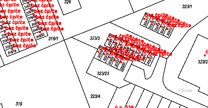 Liberec 40791815 na parcele st. 323/19 v KÚ Dolní Hanychov, Katastrální mapa
