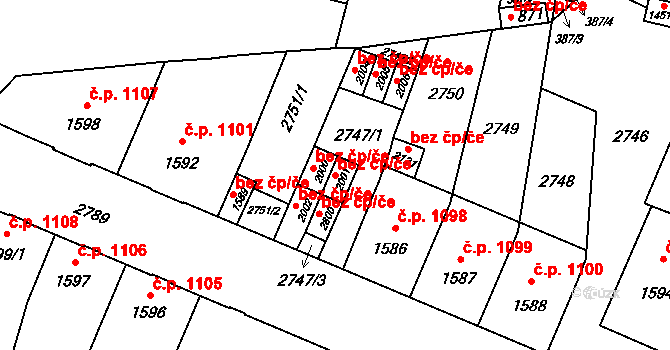 Opava 41427815 na parcele st. 2001 v KÚ Kateřinky u Opavy, Katastrální mapa