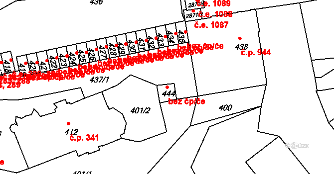 Děčín 47109815 na parcele st. 444 v KÚ Děčín, Katastrální mapa