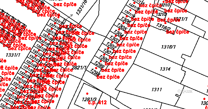 Dačice 49291815 na parcele st. 1300 v KÚ Dačice, Katastrální mapa