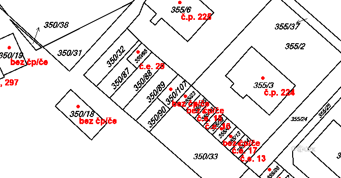Dobšice 49447815 na parcele st. 350/107 v KÚ Dobšice u Znojma, Katastrální mapa