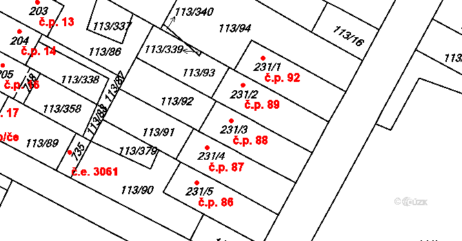 Čepirohy 88, Most na parcele st. 231/3 v KÚ Čepirohy, Katastrální mapa