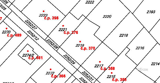 Rapotín 370 na parcele st. 2219 v KÚ Rapotín, Katastrální mapa