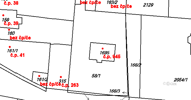 Unhošť 945 na parcele st. 1695 v KÚ Unhošť, Katastrální mapa