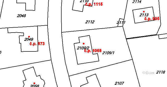 Řevnice 1068 na parcele st. 2109/2 v KÚ Řevnice, Katastrální mapa