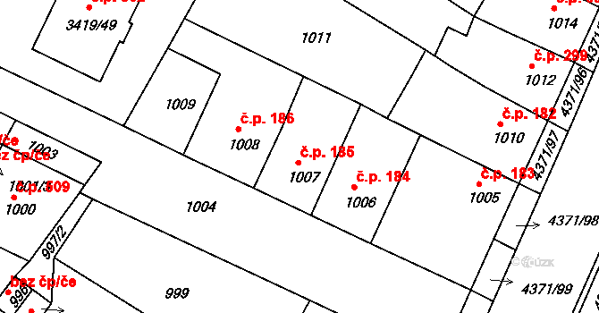 Veselí nad Lužnicí II 185, Veselí nad Lužnicí na parcele st. 1007 v KÚ Veselí nad Lužnicí, Katastrální mapa