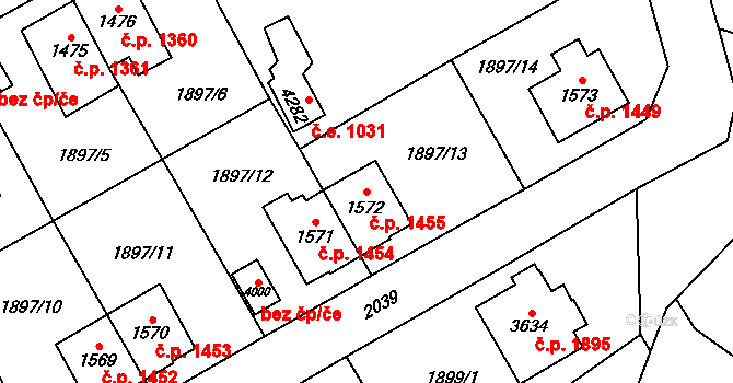 Náchod 1455 na parcele st. 1572 v KÚ Náchod, Katastrální mapa