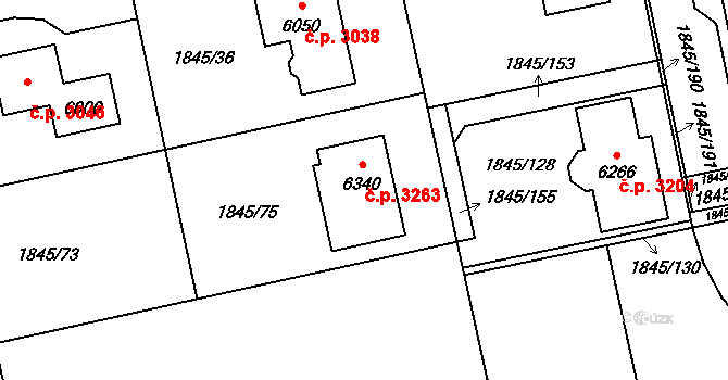Šumperk 3263 na parcele st. 6340 v KÚ Šumperk, Katastrální mapa