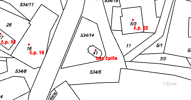 Olší 78984815 na parcele st. 41 v KÚ Klokočí u Olší, Katastrální mapa