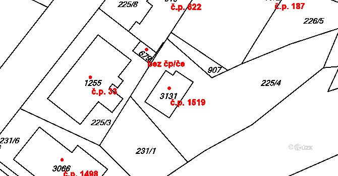 Neratovice 1519 na parcele st. 3131 v KÚ Neratovice, Katastrální mapa