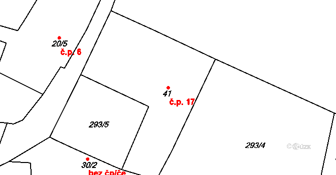 Záhrobí 17, Bělčice na parcele st. 41 v KÚ Záhrobí, Katastrální mapa