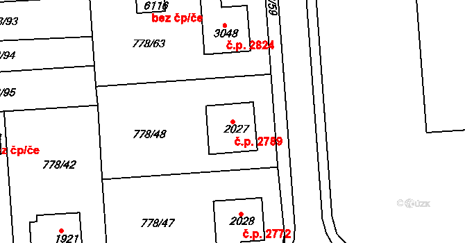 Havlíčkův Brod 2789 na parcele st. 2027 v KÚ Havlíčkův Brod, Katastrální mapa