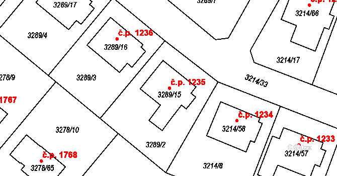 Chotěboř 1235 na parcele st. 3289/15 v KÚ Chotěboř, Katastrální mapa