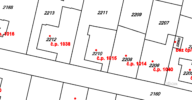 Kostelec nad Orlicí 1015 na parcele st. 2210 v KÚ Kostelec nad Orlicí, Katastrální mapa