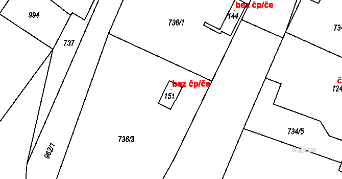 Vitice 102405816 na parcele st. 151 v KÚ Chotýš, Katastrální mapa