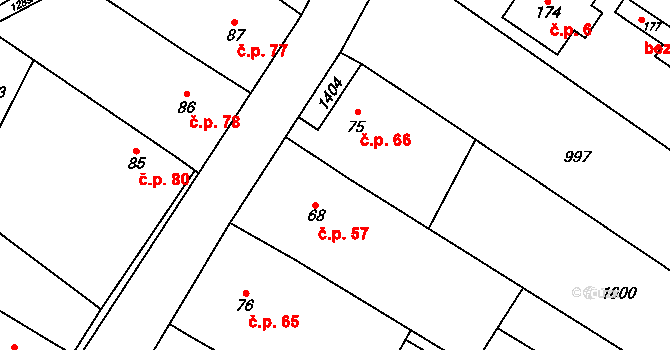 Výkleky 57 na parcele st. 68 v KÚ Výkleky, Katastrální mapa