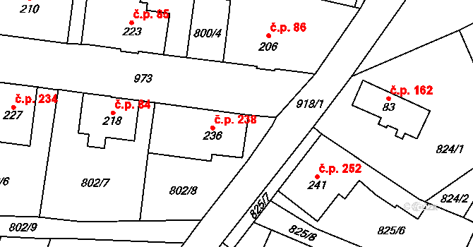 Kokonín 238, Jablonec nad Nisou na parcele st. 236 v KÚ Kokonín, Katastrální mapa