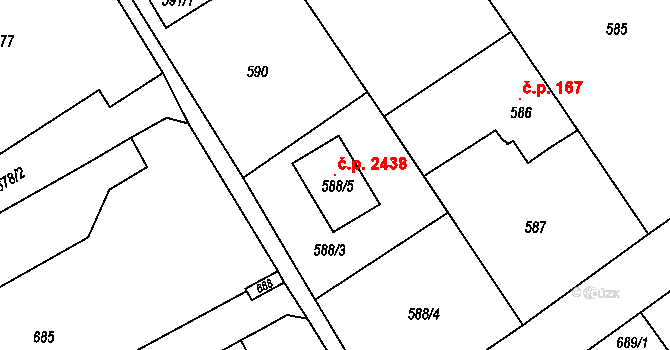 Petřvald 2438 na parcele st. 588/5 v KÚ Petřvald u Karviné, Katastrální mapa