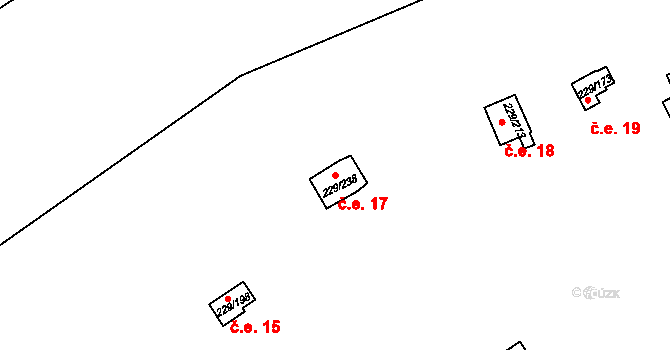 Hostěradice 17, Kamenný Přívoz na parcele st. 229/238 v KÚ Hostěradice, Katastrální mapa