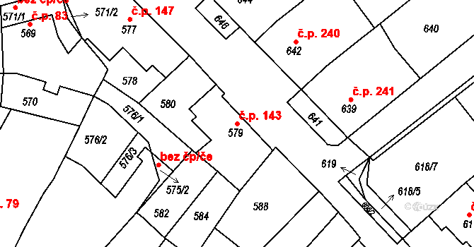 Čejč 143 na parcele st. 579 v KÚ Čejč, Katastrální mapa