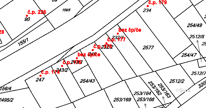 Chvalkovice na Hané 177, Ivanovice na Hané na parcele st. 232/2 v KÚ Chvalkovice na Hané, Katastrální mapa