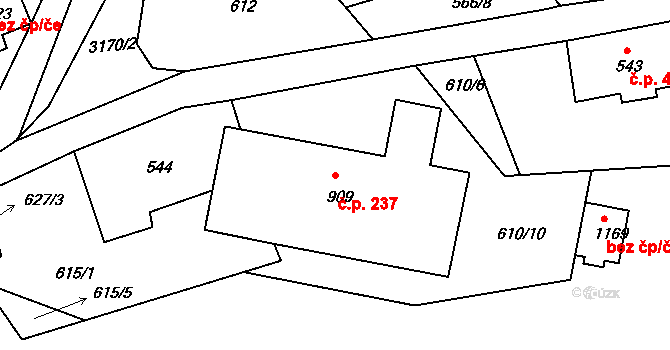 Horní Rokytnice 237, Rokytnice nad Jizerou na parcele st. 909 v KÚ Horní Rokytnice nad Jizerou, Katastrální mapa