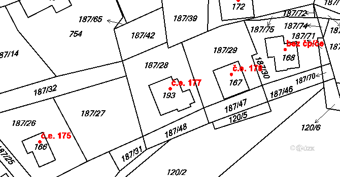 Voltýřov 177, Klučenice na parcele st. 193 v KÚ Voltýřov, Katastrální mapa