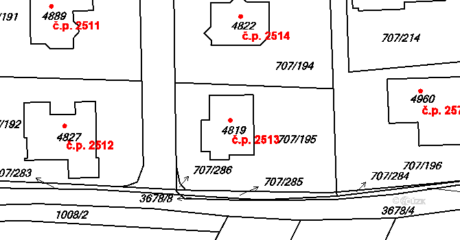 Rakovník II 2513, Rakovník na parcele st. 4819 v KÚ Rakovník, Katastrální mapa