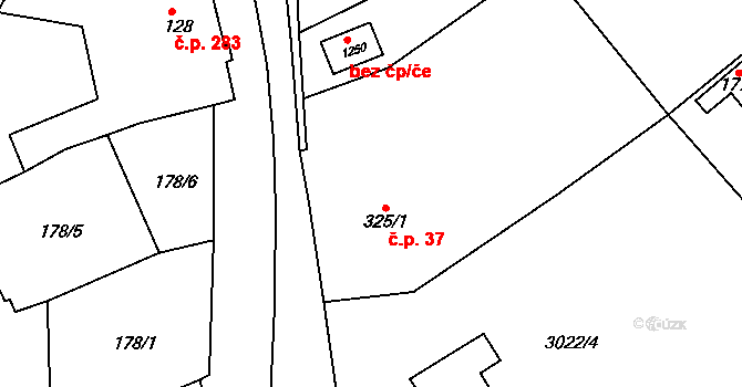 Cvikov II 37, Cvikov na parcele st. 325/1 v KÚ Cvikov, Katastrální mapa