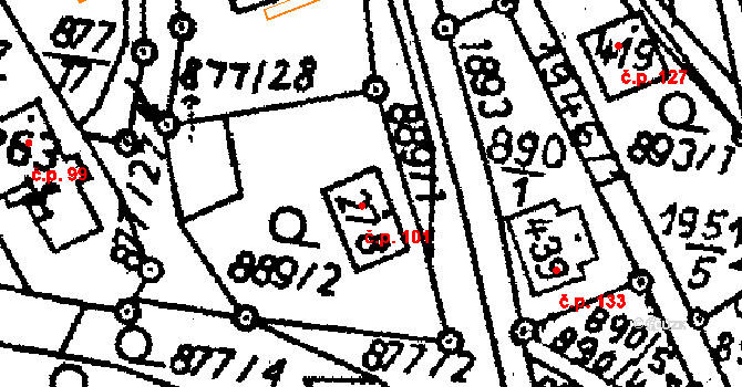 Vyskeř 101 na parcele st. 278 v KÚ Vyskeř, Katastrální mapa